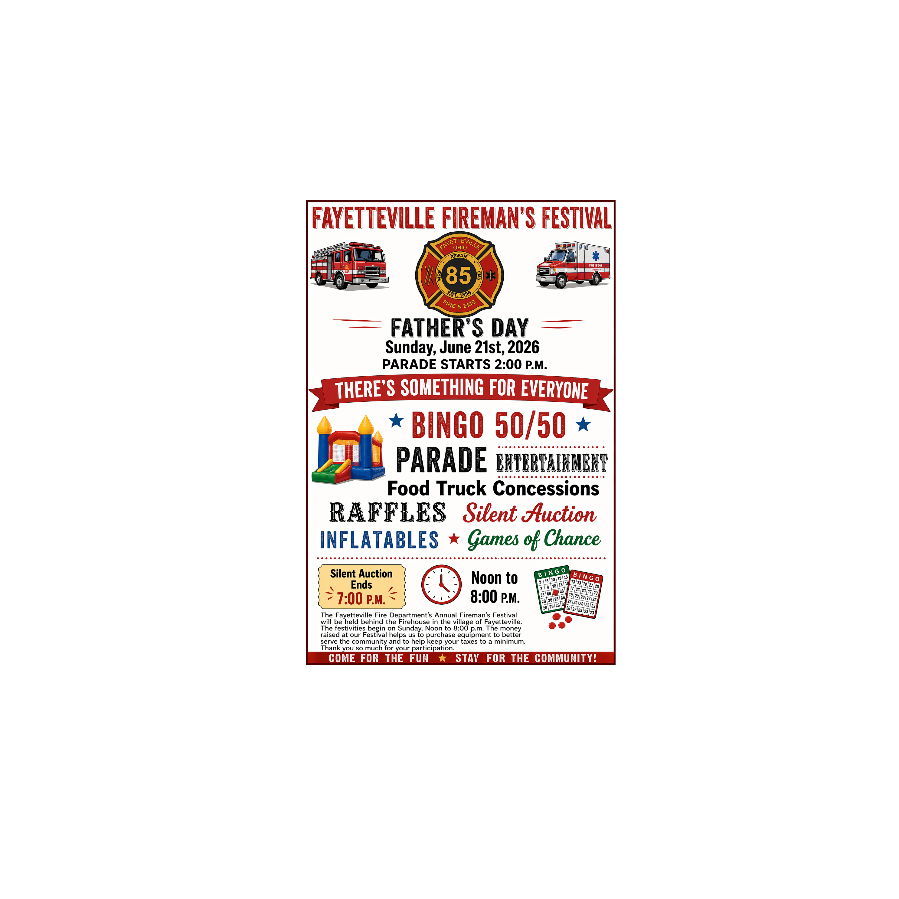Fayetteville Fireman's Festival event flyer
